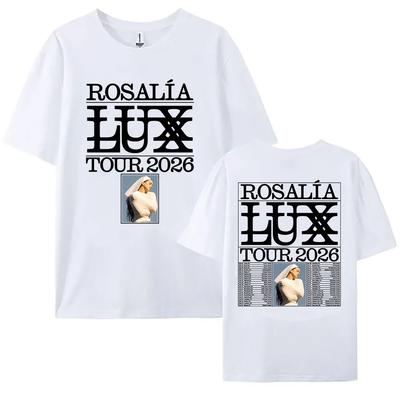 Rosalía Rosalia LUX Tour 2026 Tričko Bavlna Krátký Rukáv Volné Dámské Trička Unisex Streetwear Móda Zpěvačka Grafické Oblečení