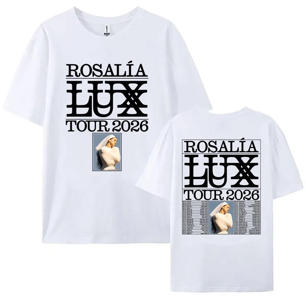 Rosalía Rosalia LUX Tour 2026 Tričko Bavlna Krátký Rukáv Volné Dámské Trička Unisex Streetwear Móda Zpěvačka Grafické Oblečení