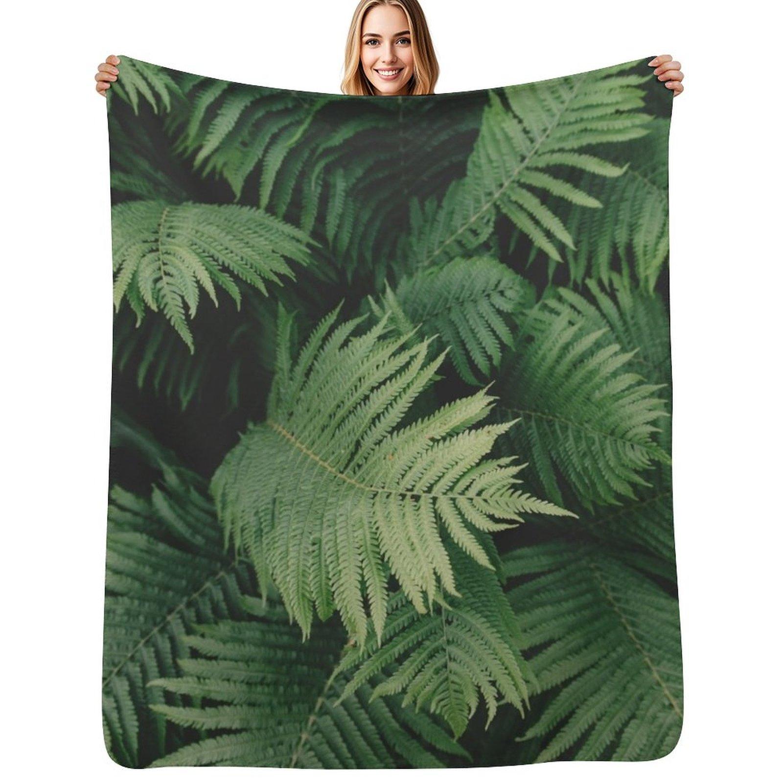 Fern Throw Blanket Cozy Warm Blanket for Bed Room Decor Size: 75*100cm, Weight: 230 GSM