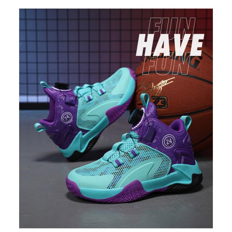 Boys 'basketball Shoes Swivel Button Sneakers Children's Mesh Casual Breathable Students Women's Fashion