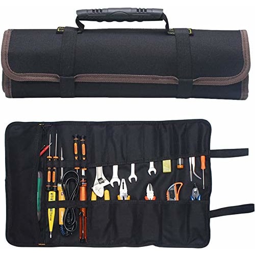 NITONAMI Tool Roll Bag, Tool Case, Wrench Roll Pocket, Tool Holder with Stopper, Heavy-Duty Storage Pocket, Black [1-Year Warranty]