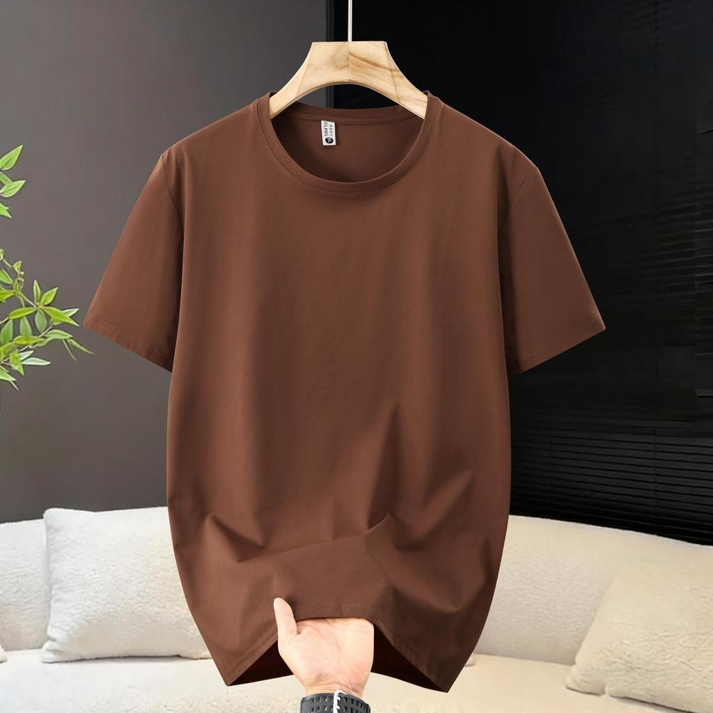 T-shirt da uomo tinta unita con scollo rotondo – Taglia forte, manica corta, vestibilità ampia, basica (5XL-13XL)