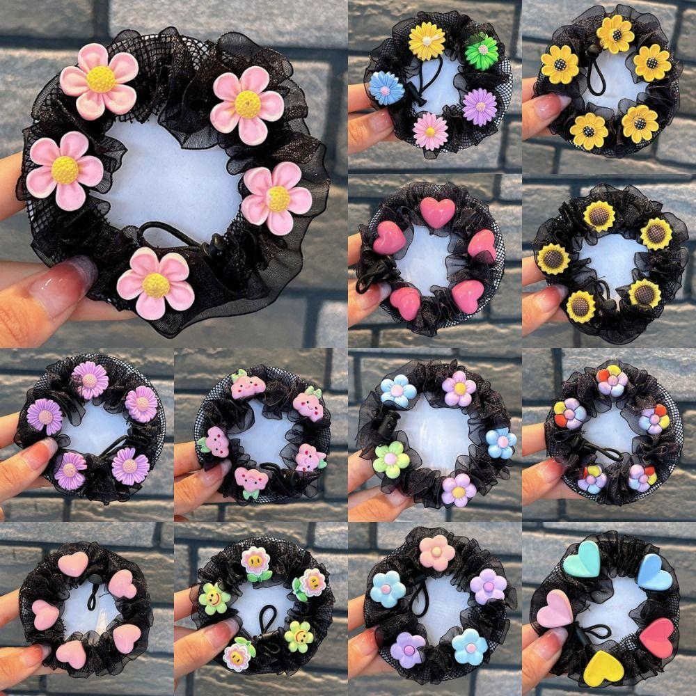 Adjustable Girls Elastic Hair Net Fashion Headdress Hair Bun Cover Sweet Ballet Hair Net  Kids
