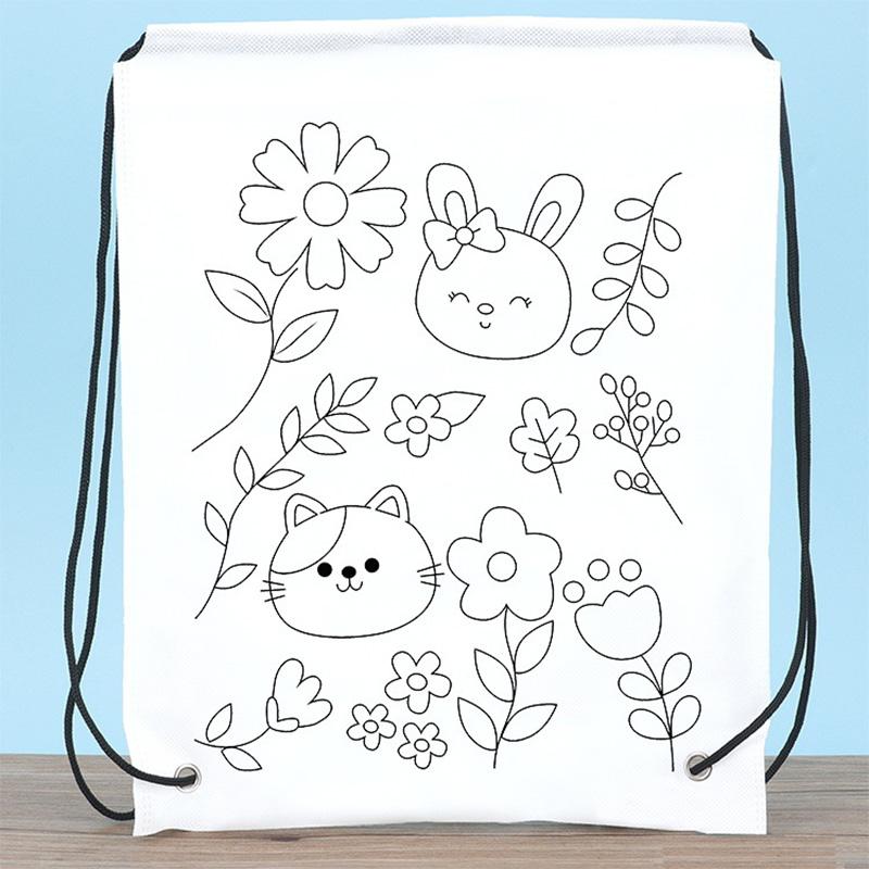Children Handmade DIY Environmental Protection Graffiti Non-woven Bags Kindergarten Kids Art Painting Coloring Hand Craft Toys