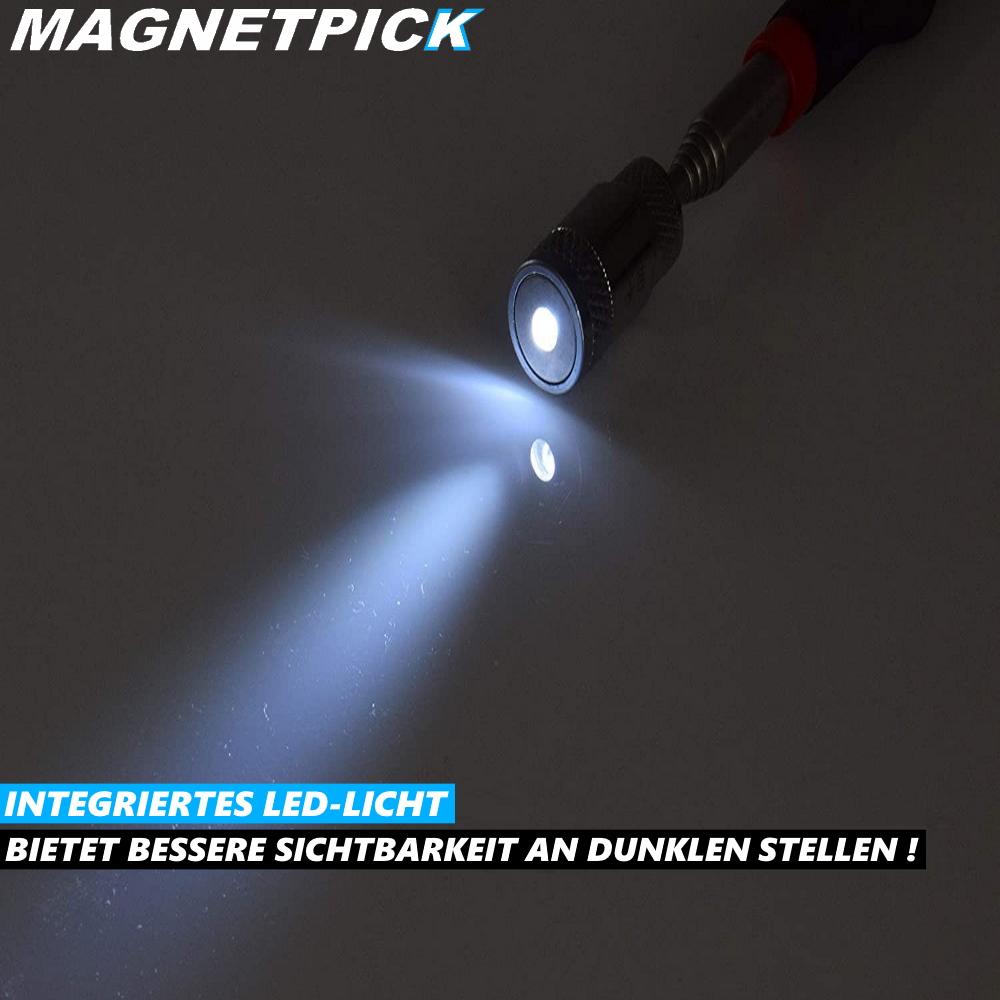 MAGNETPICK Magnetlyftare Magnetgripare Teleskopisk Magnet Verktyg med LED-ljus