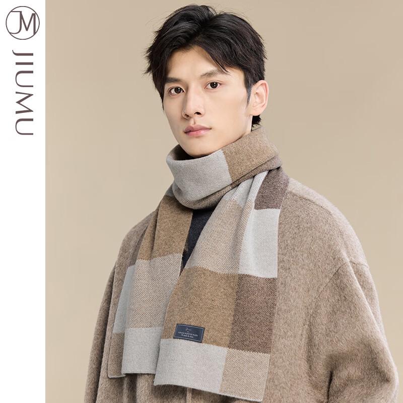 JIUMU Men's Plaid Wool Scarf