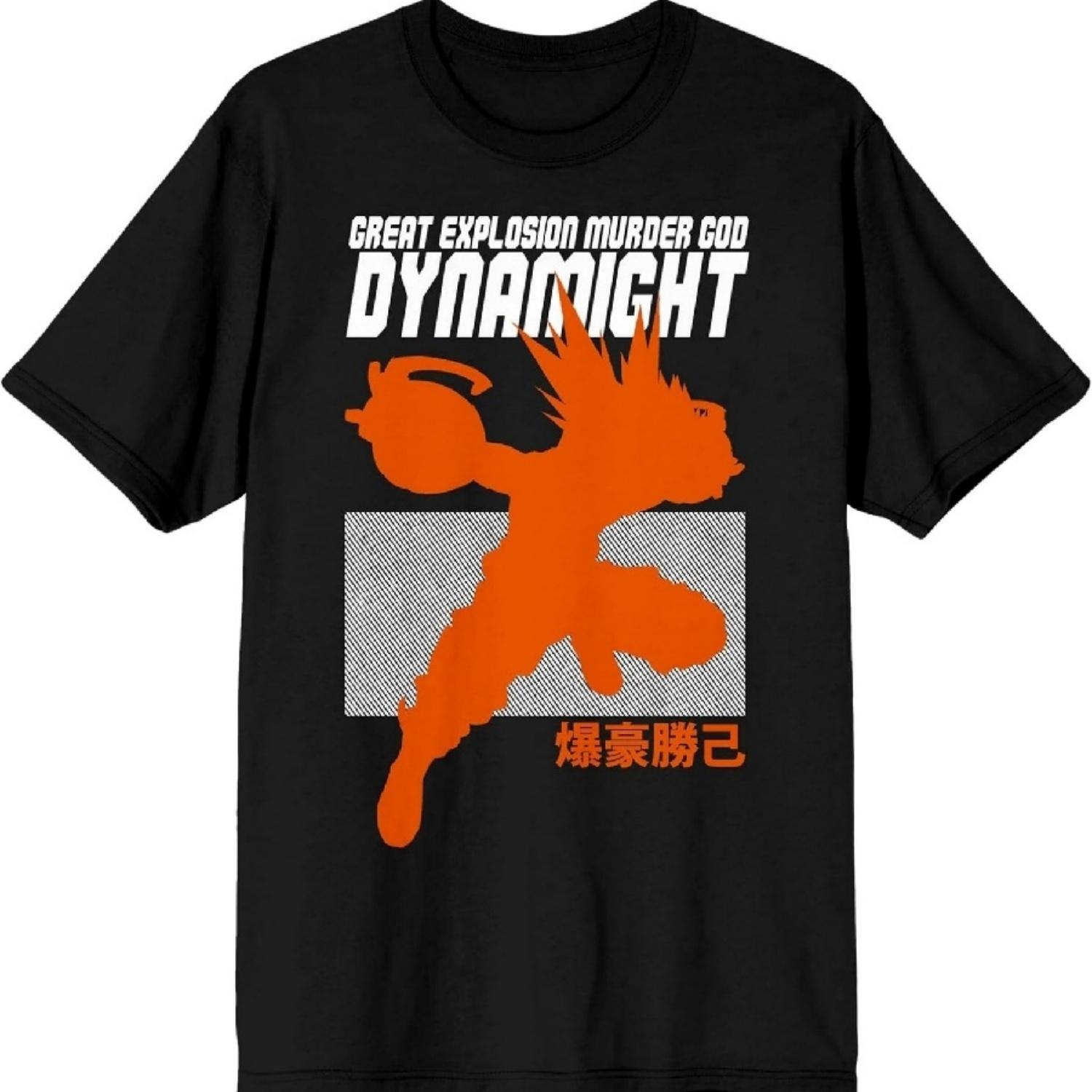 

My Hero Academia Great Explosion Murder God Dynamight Katsuki Silhouette Crew Neck Short Sleeve Men s Black T-Shirt XXXXXL чёрный
