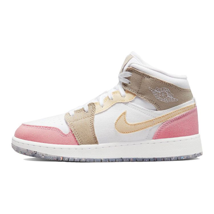 Air Jordan 1 Mid SE GS Pastel Grind White Pink Tan Yellow DJ0338-100 38