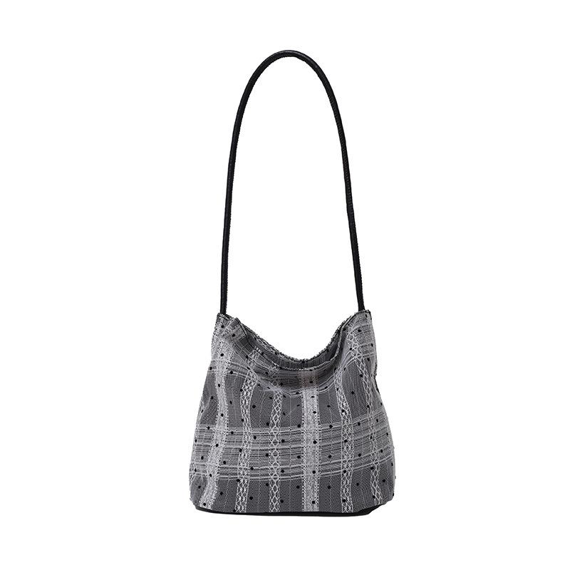 

Осенняя сумка-ведро с текстурой в горошек, женская, 2024 года, новая, высококачественная, универсальная, модная, клетчатая сумка-тоут