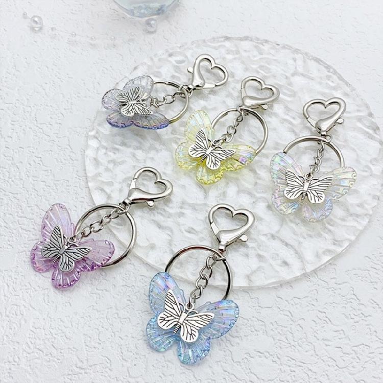 Butterfly Charm Keychain for Women and Girls Transparent Keyring Colorful Key Pendant Acrylic Clear Key Chain Ornament