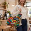 Colorful Ethnic Pattern Tote Bag Large Capacity Daily Carry Shoulder Bag for Outdoor Shopping Travel Use