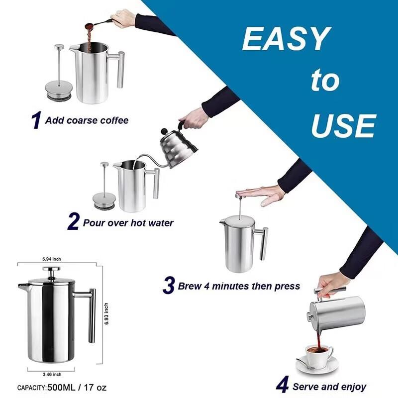 Chuisanhai 304 Stainless Steel French Press Coffee Maker