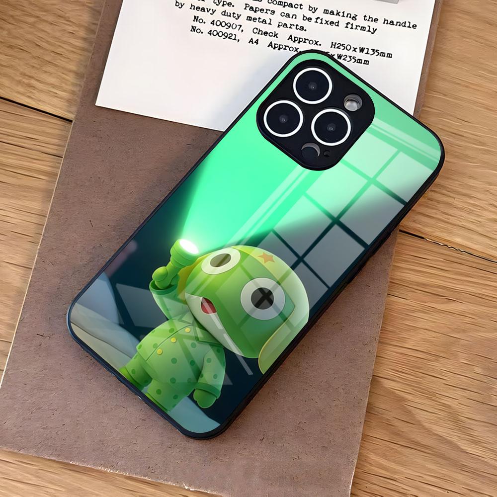Keroro G-Gunsou Frog Phone Case For IPhone 17 Air 16 E Pro Max 15 14 13 Mini 12 Pro 11 Max Plus Black Glass Cover