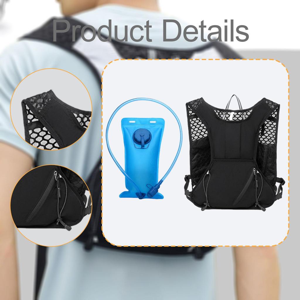 Cycling Hydration Vest Backpack Lightweight Water Bag Daypack with Pockets and 2L Bladder for Outdoor Hiking Race