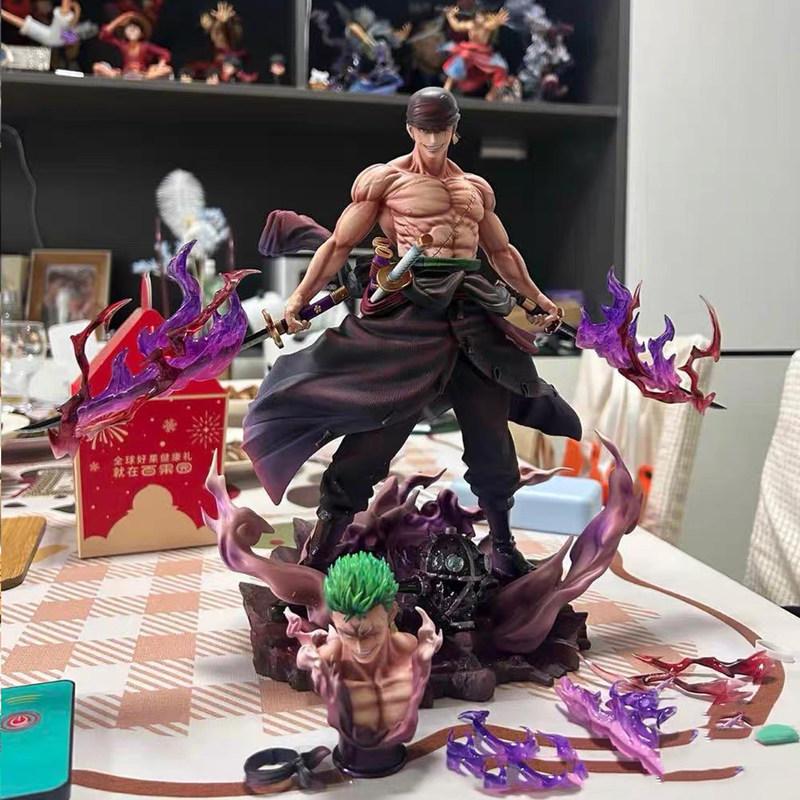 One Piece Anime Zoro Figures Roronoa Zoro Figure King Of Hell Pvc Statue Desktop Collection Model Toys Xmas Gifts