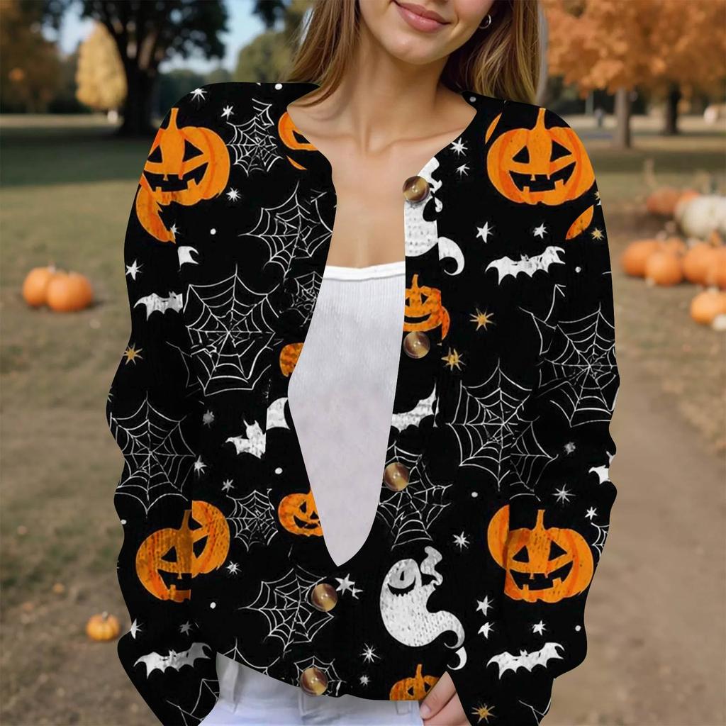 Dámská módní pletená svetrová bunda s dlouhým rukávem a zapínáním na knoflíky