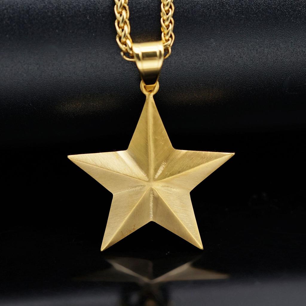 Pendant Rap Hip-hop Fashion Jewelry Three-dimensional Five-pointed Star Necklace