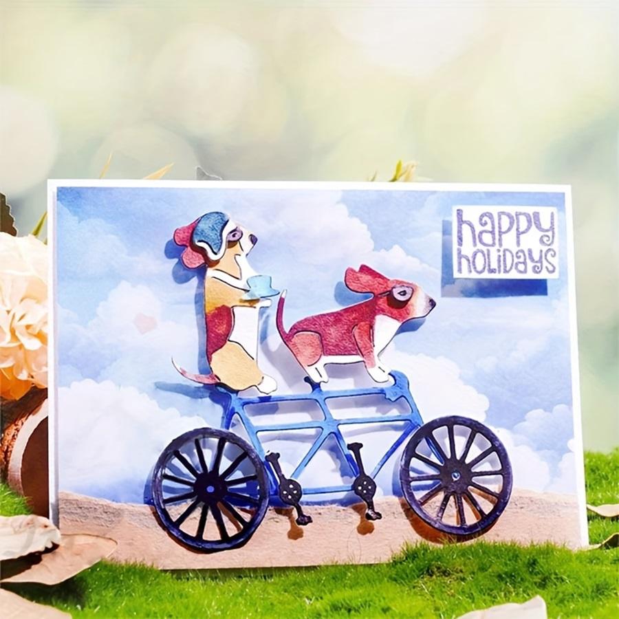 

Щенок на велосипеде Металлические штампы Трафареты для скрапбукинга/фотоальбома Декоративное тиснение Бумага Открытки Поделки dies