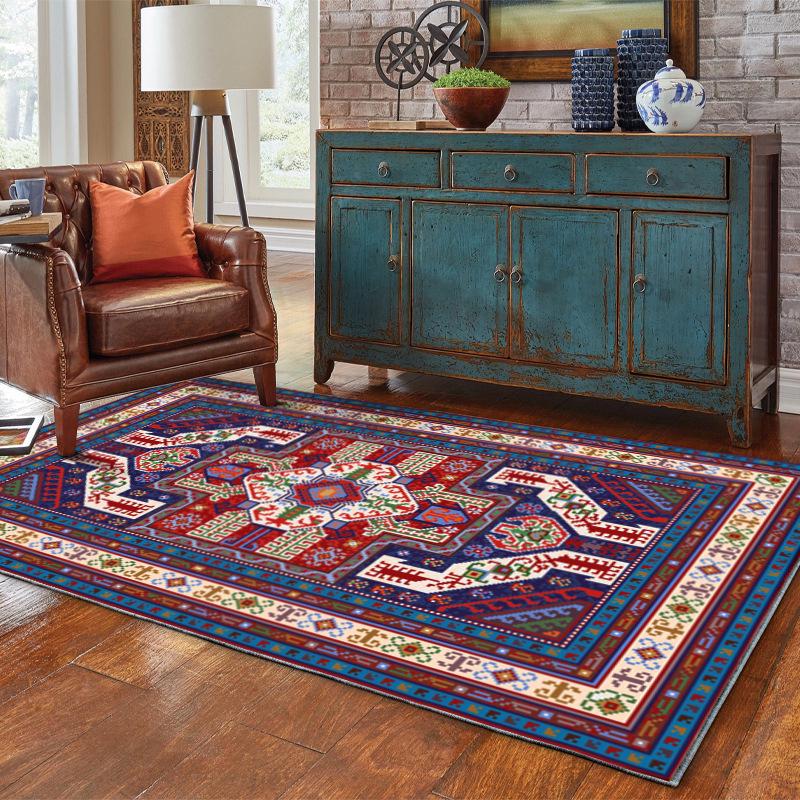 Ethnic Style Non-Slip Floor Mat - Dustproof, Stain & Wear Resistant for Hallway, Living Room, Bedroom, Entrance, Study; Easy Care.