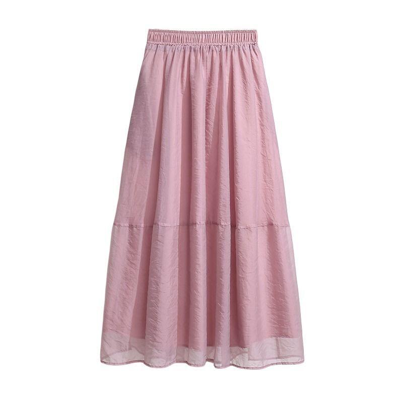 Women Swing Tulle Skirts Woman Elegant Pleated Tutu High Waist Solid Color Skirt Female Clothes
