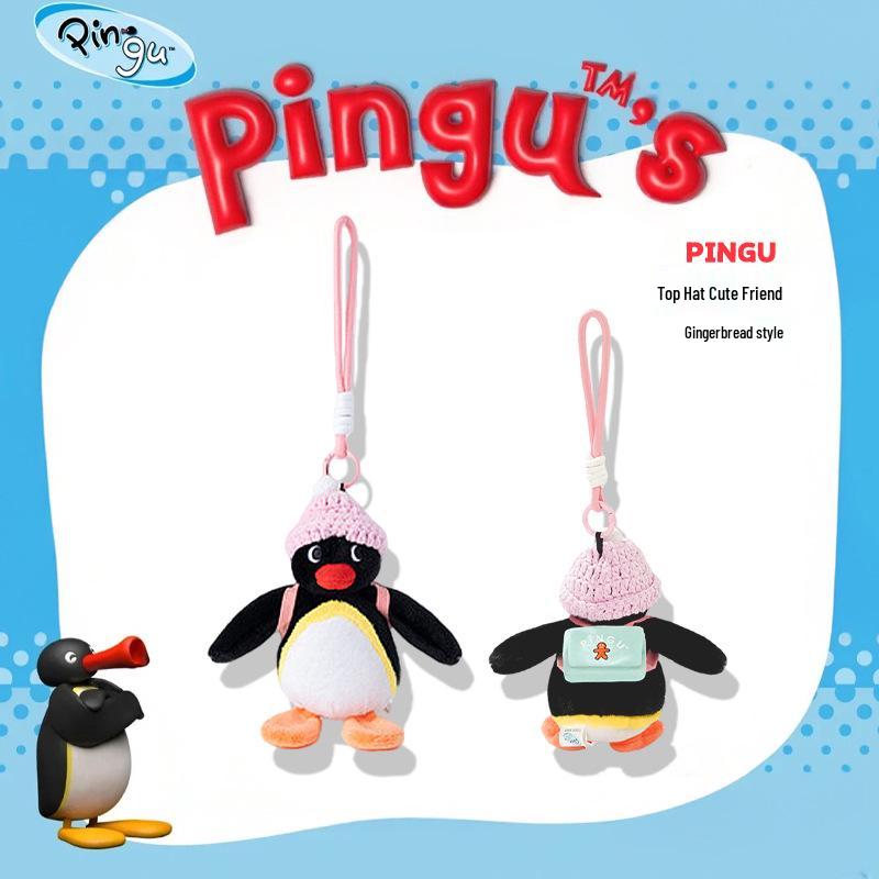 Pingente de Pelúcia Chapéu de Coco Original de Pinguim Boneca Pingente para Mochila Chaveiro Presente