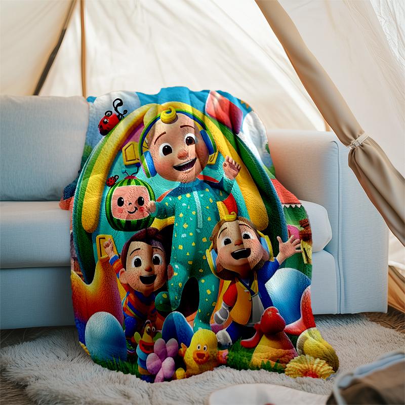 Cocomelon Theme Printed Blanket Perfect For Couch Bed Travel Outdoor Use Machine Washable Cozy Durable