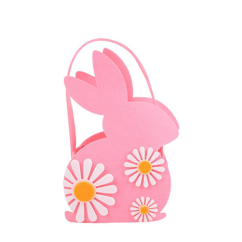 Easter Bunny Shaped Gift Bag Felt Egg Basket with Handle for Easter Decoration and Storage Kids Favors Candy Snacks Bag