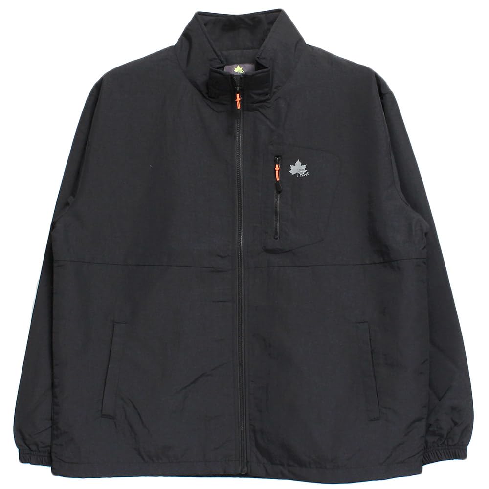 One Colors LOGOS PARK Men's Nylon Jacket, Water-Repellent, Logo Print, Stand-Up Blouson, Size 4L, Black (49)