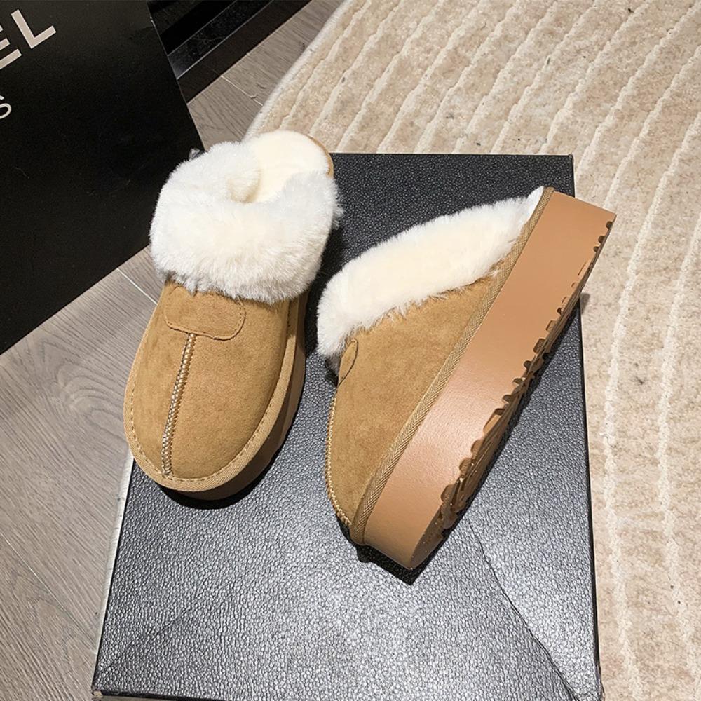 Fashion Women's Winter Fluffy Slippers Fur House Slippers for Women Platform Furry Living Room Shoes Female Thick Warm Floor Sandals