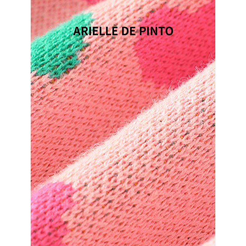 French Arielle De Pinto Girls' Sweater Spring and Autumn Korean Style Floral Rainbow Rabbit Cardigan Sweet Coat