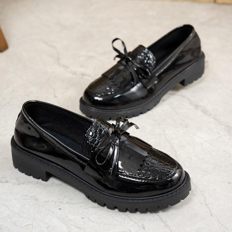 

Fashion Women s Thick Sole Single Shoes Autumn New Round Head Deep Mouth Butterfly Knot Anti-slip Wear-resistant Thick Heel Shoes 43