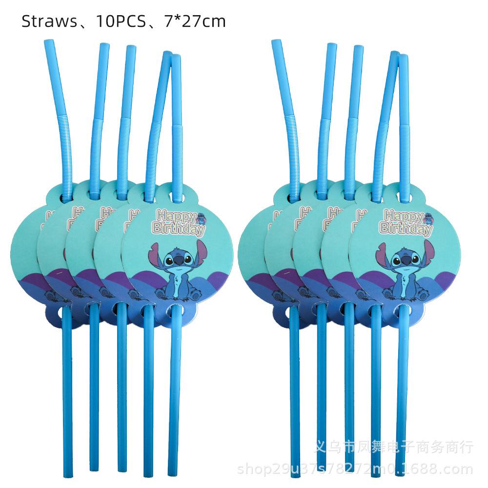 Spot Blue Stitch Party Decorations Blue Star Baby Paper Plate Paper Cup Flag Candy Box