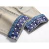 European And American Style Youth Embroidery Retro Flanging Fashionable Elastic Denim Pants