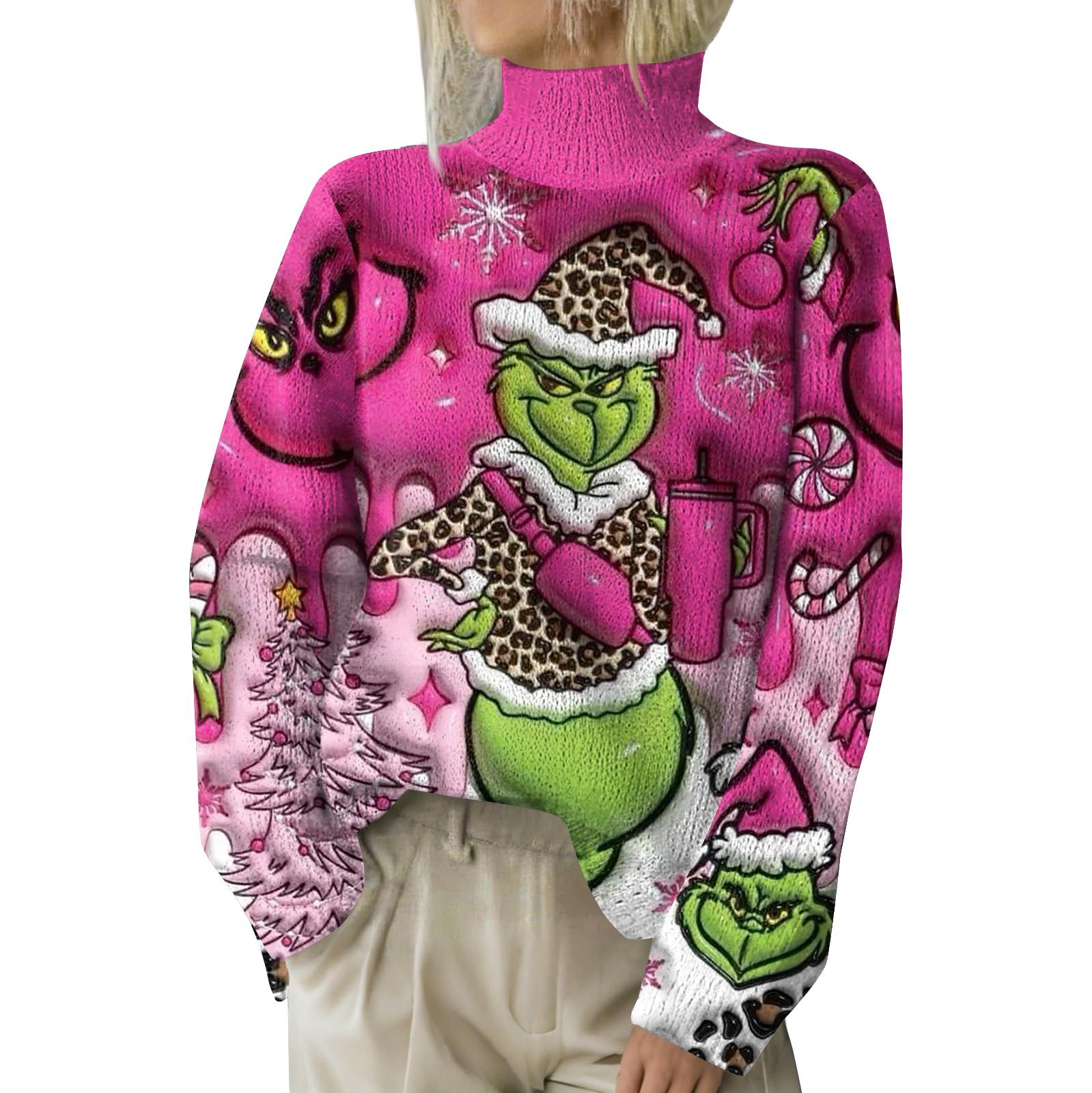 Рождественские толстовки для женщин Вязаный свитер Милая рубашка Осенняя водолазка Пуловер Топы M 2264₽