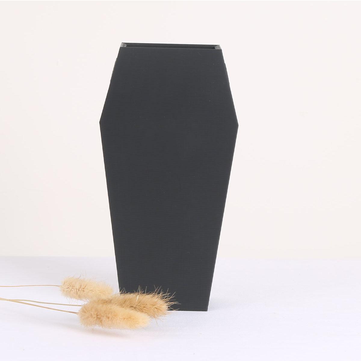 

1 шт. декоративная ваза в виде гроба, напечатанная на 3D-принтере, черное минималистичное украшение для вазы, ваза из сухоцветов, инновационное художественное оформление