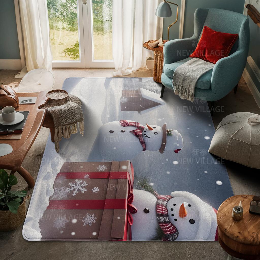 House Entrance Carpet Home Door Mat Living Room Bath Foot Bathroom Non-slip Water Absorption Rugs Bath Merry Christmas Winter