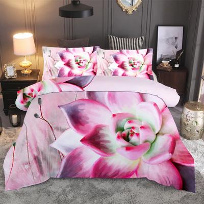 Reaktiver Druck Pflanze Kaktus Heimtextilien Bettwäscheset Mikrofaserstoff Bettbezug Kissenbezüge Schlafzimmer Bettdecken-Set Neu