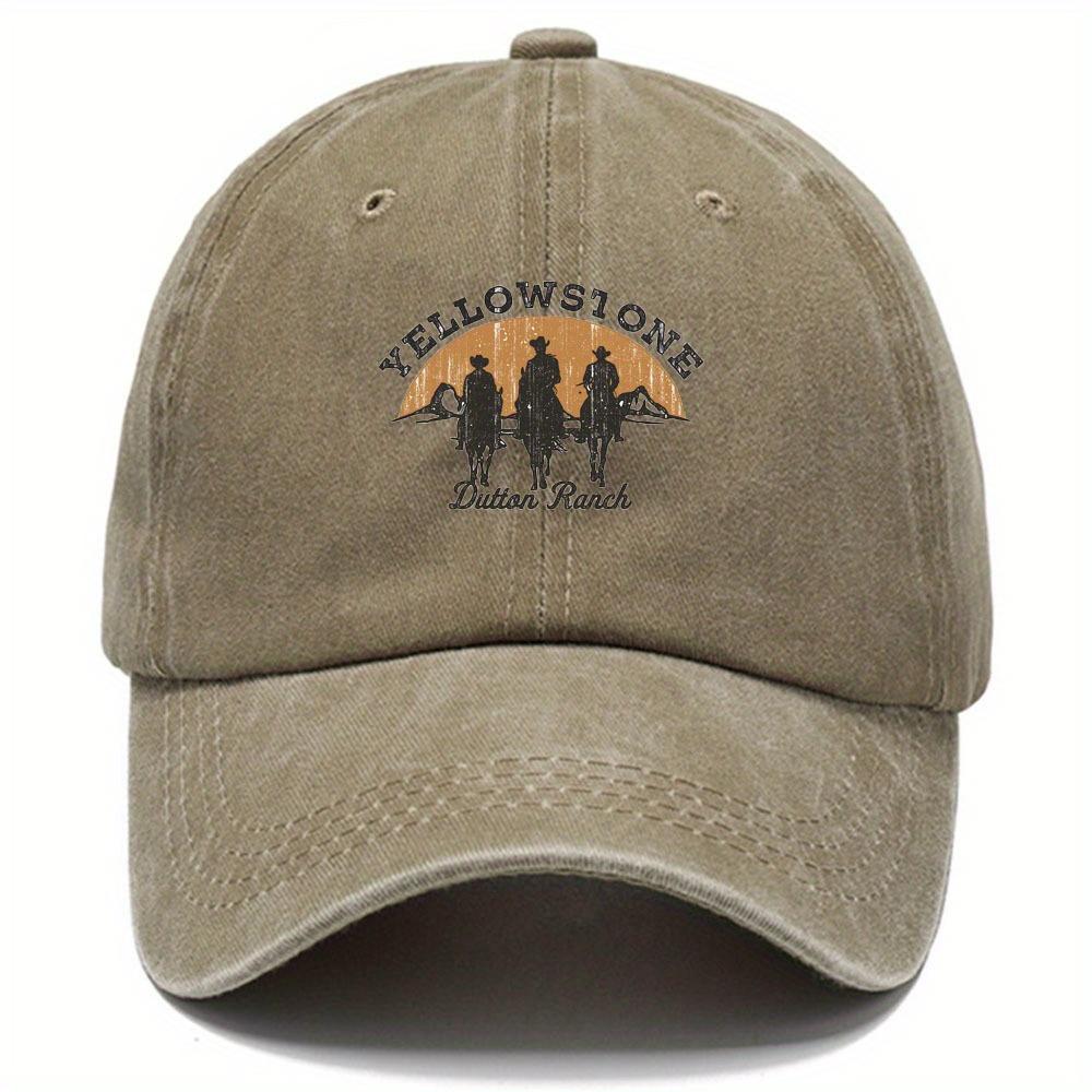 Yellowstone Dutton Farm vintage vintage vintage baseball cap, lightweight dad hat, Western cowboy silhouette and sunset pattern