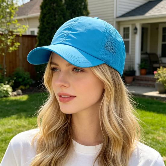 Women Baseball Cap, Adjustable Elastic Straps Quick-Drying Sun Hat, Criss-Cross Ponytail Design Baseball Hat for Running Yoga Hiking