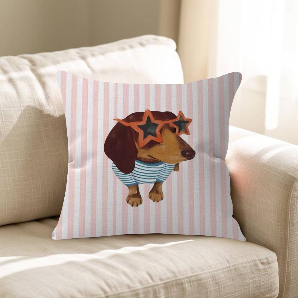 Cartoon Cute Dachshund Personalized Pillow Dust Cover Bedroom Kids Party Decoration Pillowcase Birthday Children Gift