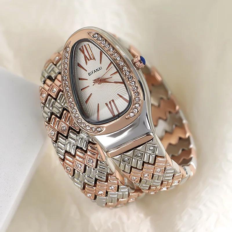 Creative Snake Quartz Watch for Women Hot Sale Luxury Stainless Steel Watch Strap Wristwatch Fashion Lady Dress Jewelry Relogio