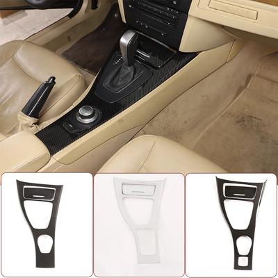 LHD For BMW 3 Series E90 E92 E93 2005-12 ABS Carbon Fiber/Silver Center Console Gear Shift Frame Panel Sticker Car