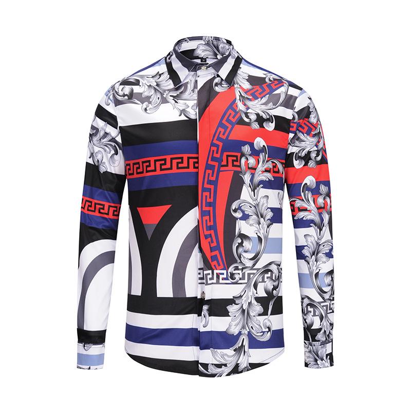 Herrenhemd Neueste Frühlings- und Herbsthemden 3D-gedrucktes Langarm Luxus Gesellschaftshemd Revers Oberteil Herrenoberteil