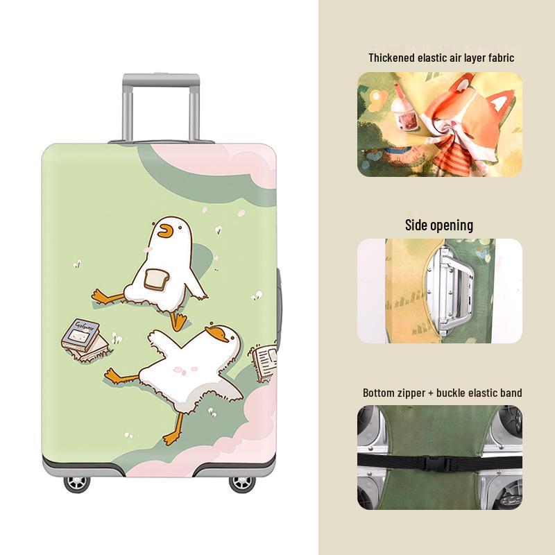Elastic Zippered Travel Suitcase Protective Cover - Durable, Printed, and Wear-Resistant