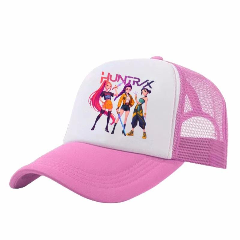 Cute Demon Hunter Girls' Baseball Cap Adjustable Casual Printed Mesh Sun Hat for Kids