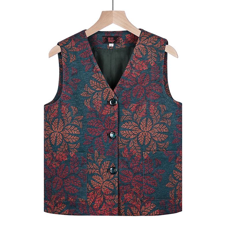 Elderly Women's Sleeveless Cardigan - Plus Size Grandma Vest for Spring/Autumn