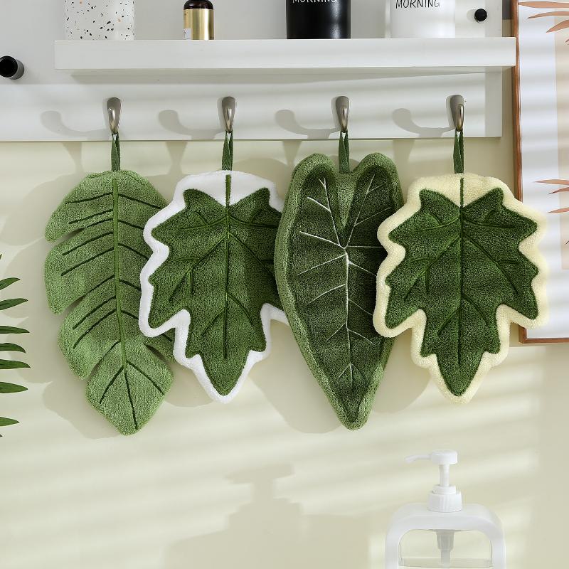 Leaf Hand Towel Absorbent Kitchen Towel Soft Towel For Hands Bathroom Hanging Towels Handkerchief Towels Wash Hands Towels