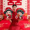 Joyful Newlywed Doll Pair: Elegant Wedding Room Cushions