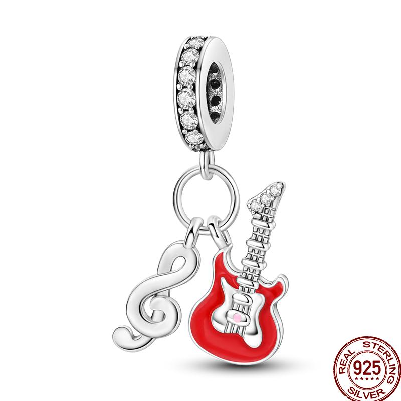 Music Series Copper Headphones Music Note Pendant Beads Suitable For 3Mm Original Bracelet Diy