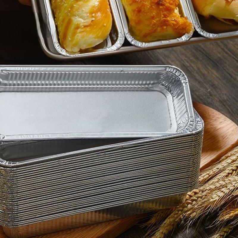 125 Stuks Brood Aluminiumfolie Papieren Houder Rechthoekig Wegwerp Hoge Temperatuur Oven Bakken Cakevorm Aluminiumfolie Blikken Papieren Houder Bakbenodigdheden